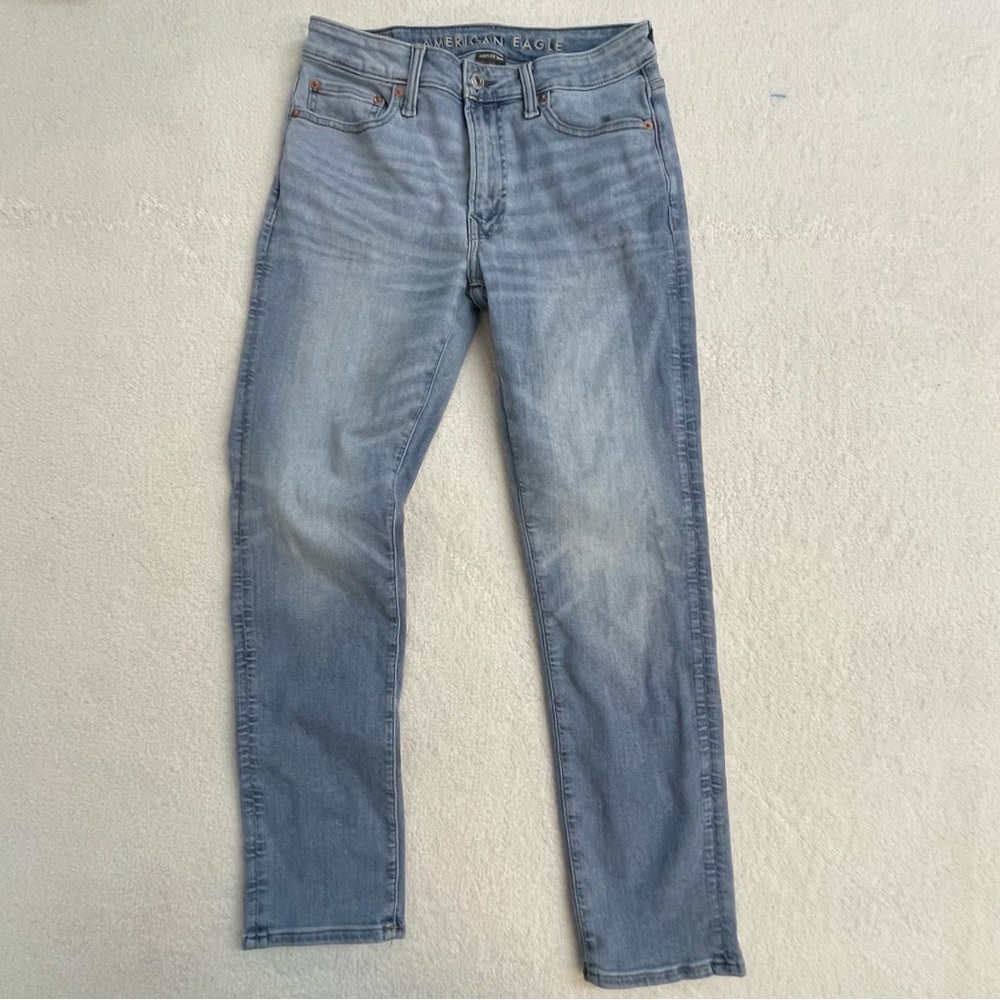 Men's Light Wash Blue Jeans Airflex 360 Slim 30 30x30 American Eagle AEO